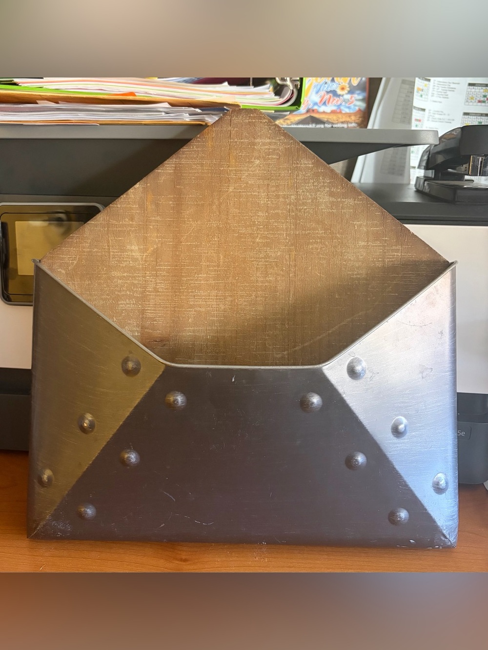 Crystal Art Gallery vintage metal and wood envelope wall hanging.